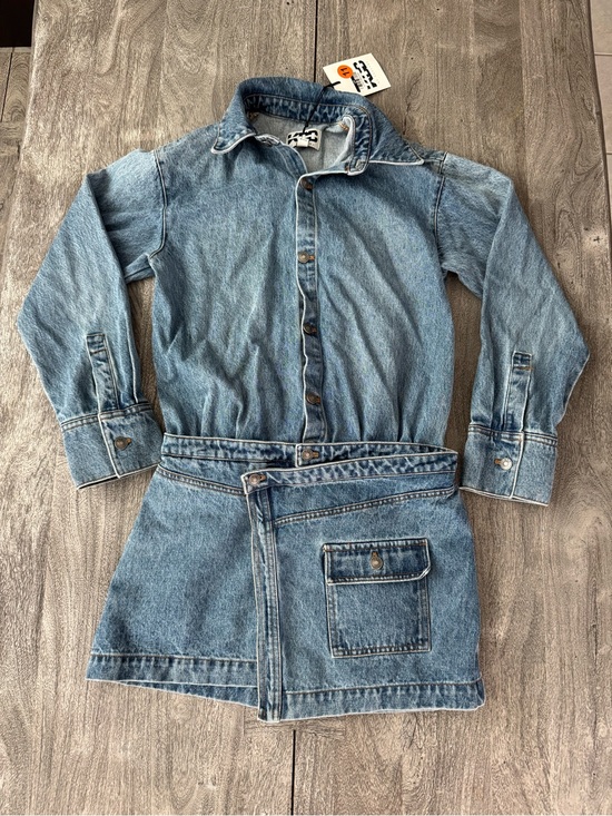 KBB Dresses & Skirts - Light Blue Denim Mini Dress with Button-Front and Pocket - will fit a small